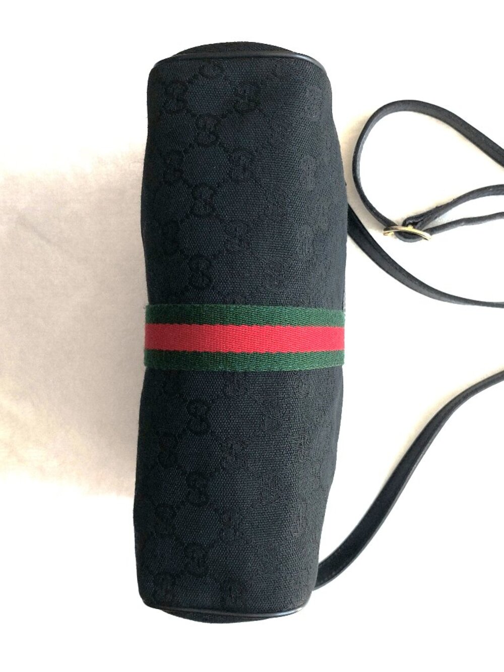 Vintage Gucci Black GG Jacquard Woven Textile Sherry Line Crossbody Bag PRISTINE - Picture 8 of 16